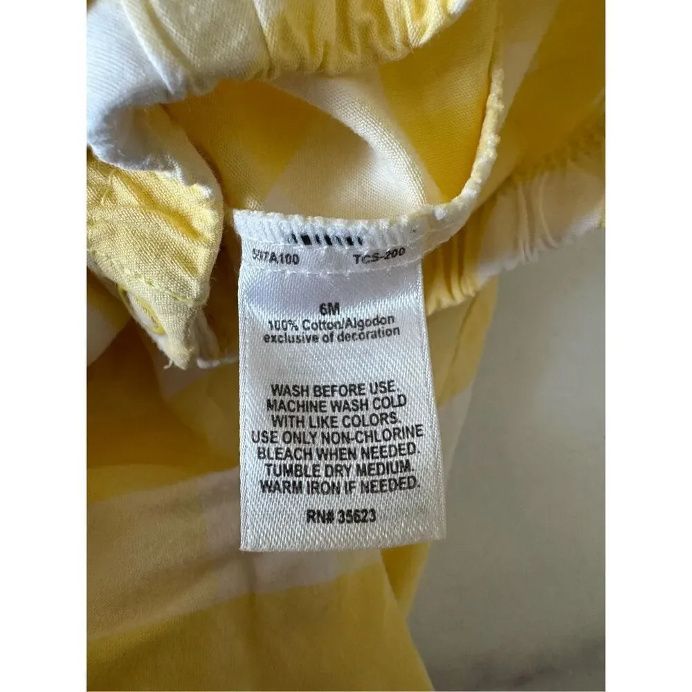 Just one you 6 month yellow white Plaid bubble Romper sunshine lemonade summer